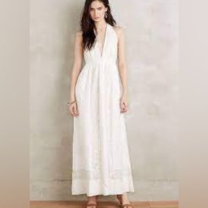 Anthropologie Moulinette Soeurs Amandine White Lace Maxi Halter Dress Bohemian